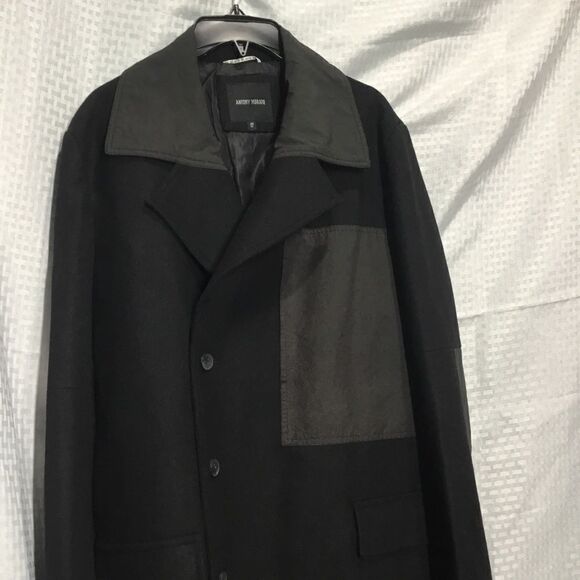Antony Morato Black Wool Blend Overcoat (DC) - Picture 3 of 6
